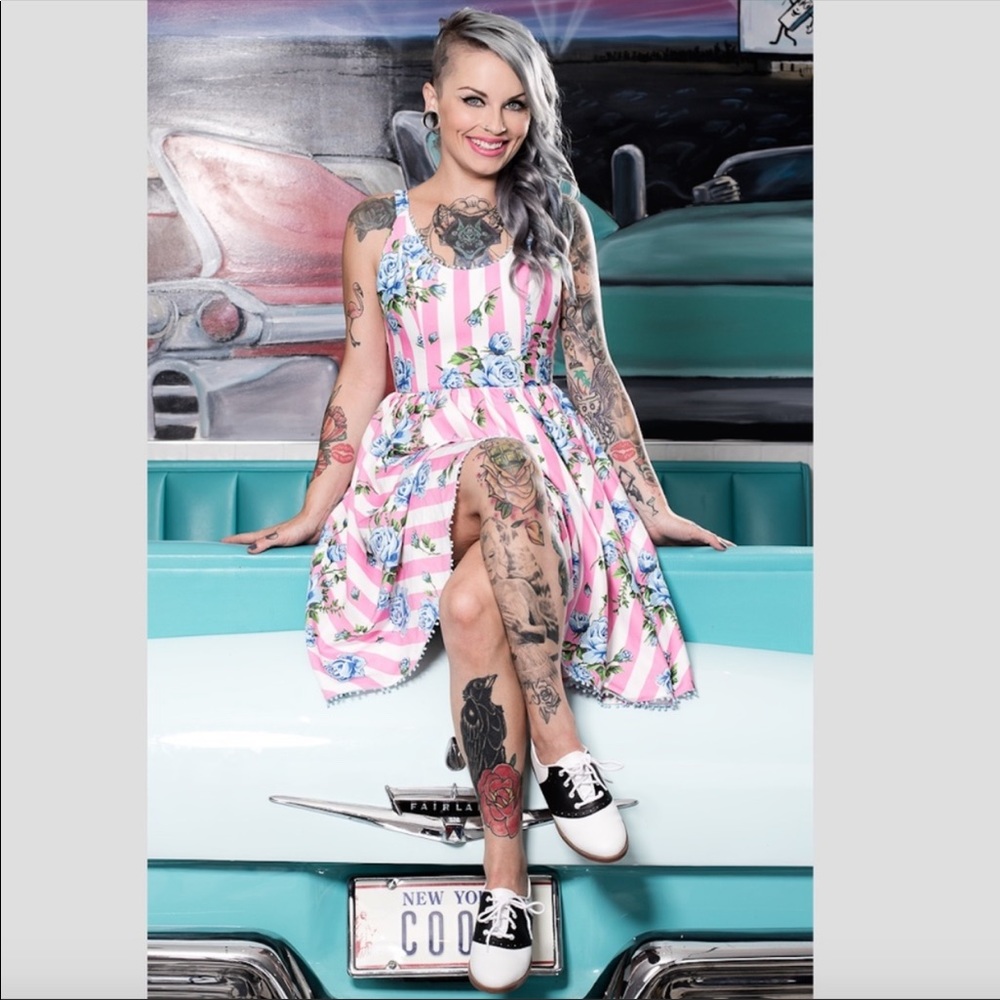 Sourpuss Dress Retro Rockabilly Roses Vintage small